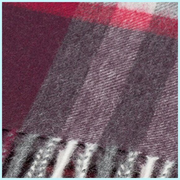 Scarf CASHMERE & LAMBSWOOL RED GREY WHITE SCOTTISH IMPORT FINEST QUALITY NWT - Picture 3 of 7